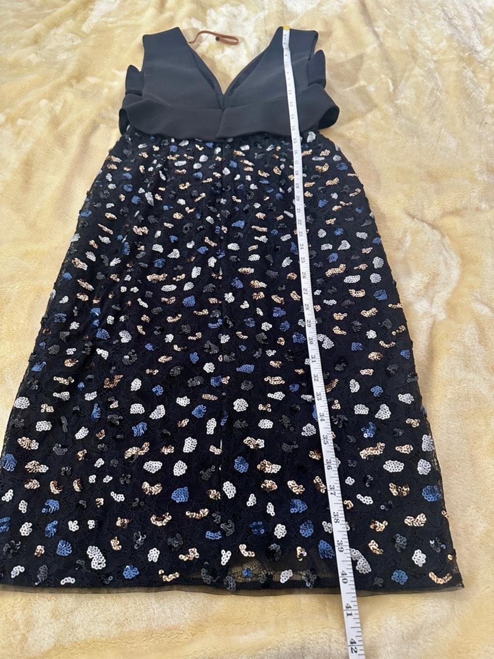 BCBGMaxAzria Rosalina Peplum Sequin Lace Black Formal Party Wedding Prom Dress 2 - Picture 12 of 16